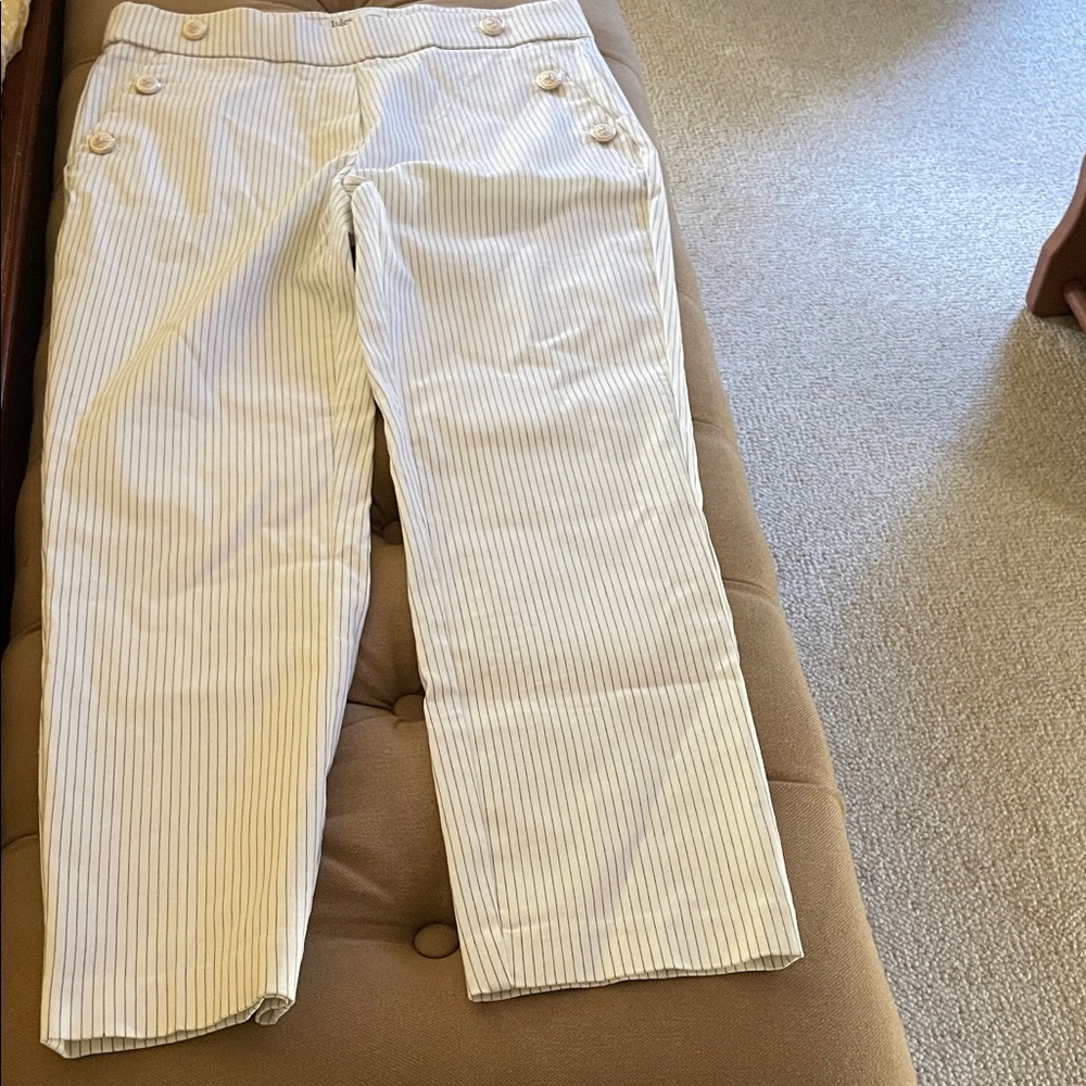 Jules & Leopold Cream Pinstripe Sailor-Front Trousers